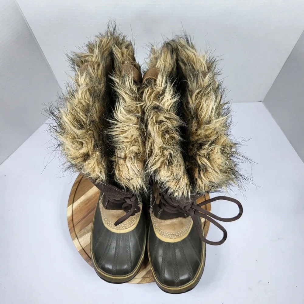 Sorel Joan of Arctic Women 9 Brown Excellent Waterproof Snow Boots NL1540-248